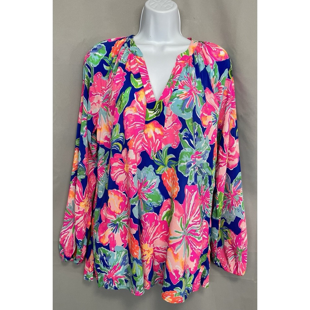Lilly Pulitzer  Multicolor Print Top Blouse Floral Womens Sz Small‎